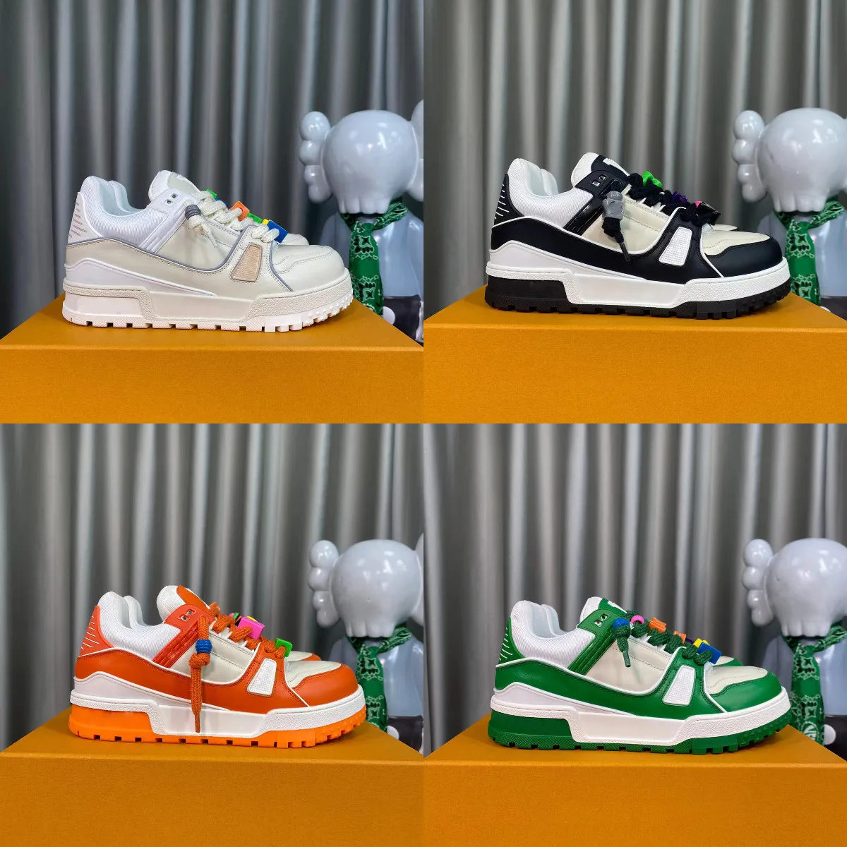 Trainer Maxi Sneaker Designer Casual Chaussures Hommes Baskets en cuir Outdoor Low Cut Traniers Shoe