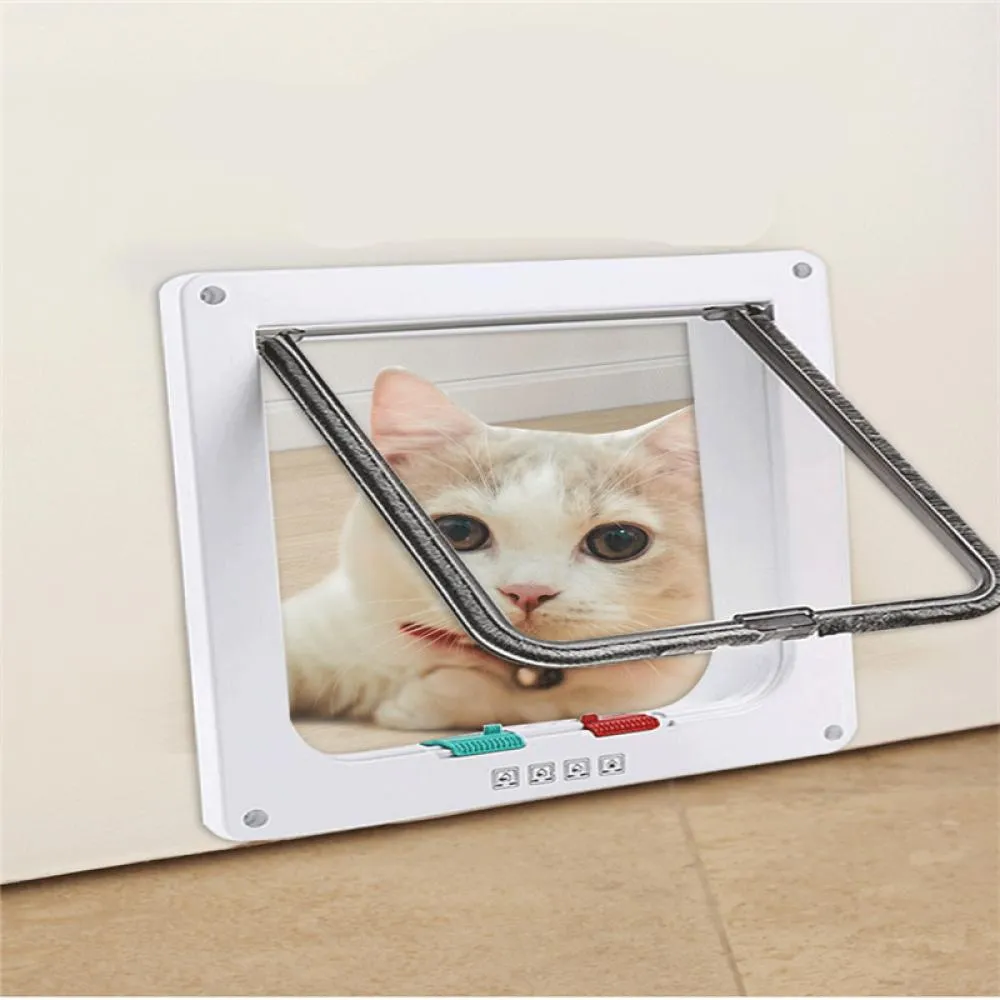 Cages Smart Pet Door 4 Way Locking Security Lock ABS Plastic Dog Cat