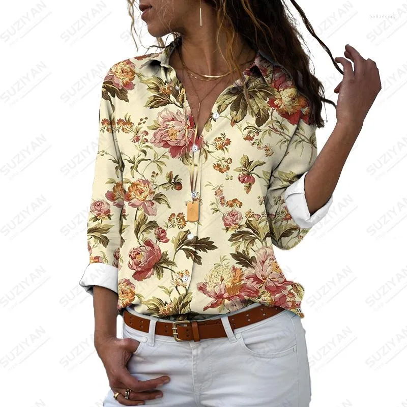 Blusas femininas femininas femininas estampadas manga longa roupa de trabalho casual camisa feminina 2023 moda grande tamanho grande