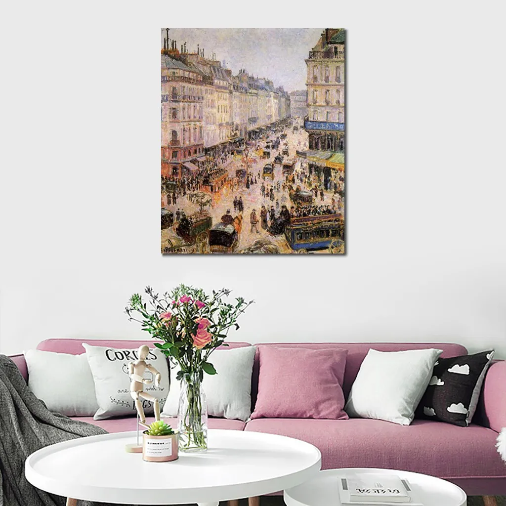 Oeuvre faite à la main sur toile Rue Saint-lazare Paris Camille Pissarro Peinture Campagne Paysages Bureau Studio Décor