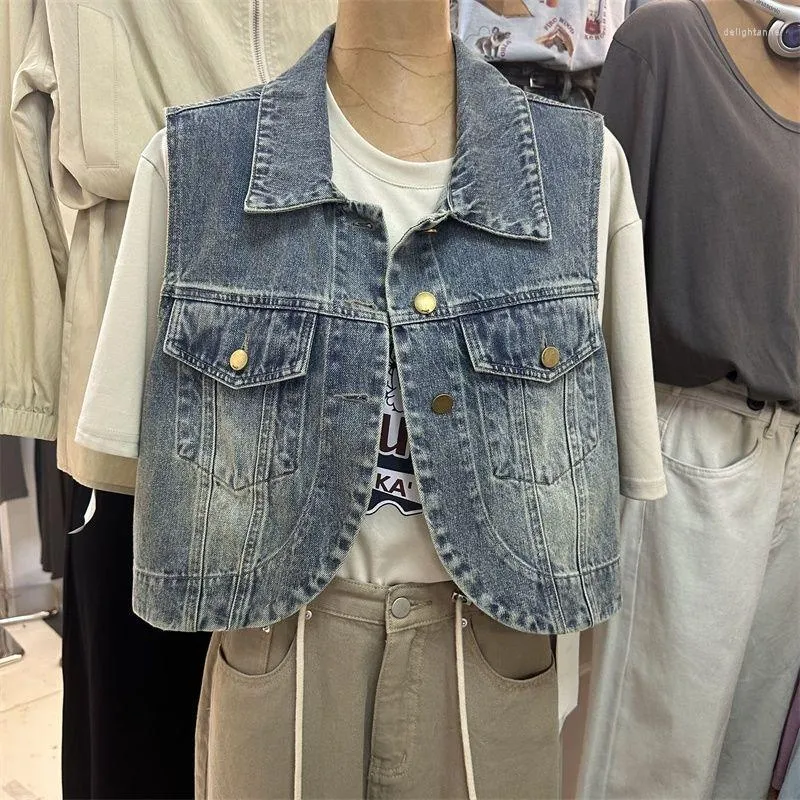 Vrouwen Vesten vrouwen Denim Vest Blauw Mouwloos Vrouwelijke Jas Slanke Jeans Jas Dames Single-breasted Korte Vest zomer G427