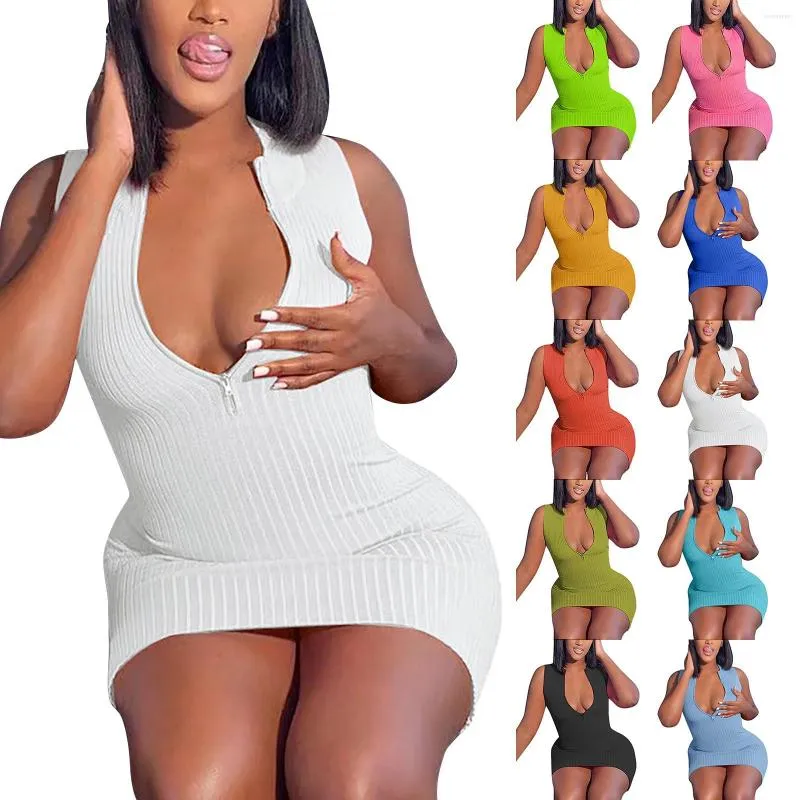 Casual Dresses Women's Sexy Zip Tight Dress Backless For Women Elegant Under 10