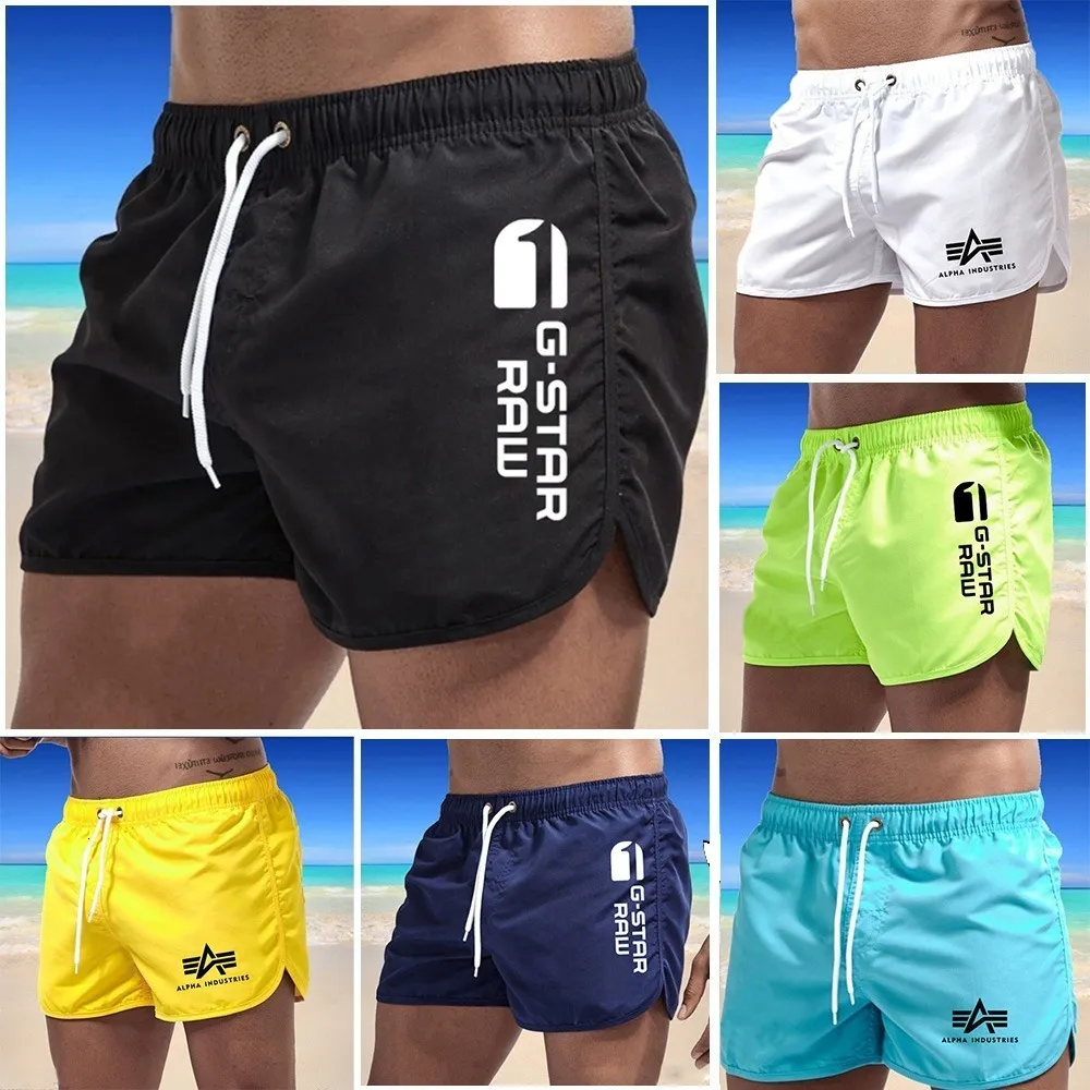 Mäns shorts Men Swim Short Summer Färgglada badkläder Man Swimsuit Swimming Trunks Sexiga Beach Shorts Surf Board Male Clothing Pants 230606