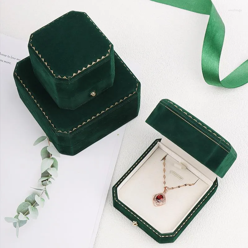 Sieraden zakjes Europese stijl geschenkdoos High-end groene flanel ring hanger ketting Bangle armband sieraden verpakking bulk geval