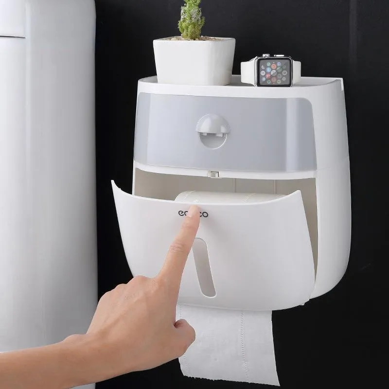 Halter Wasserdichter Toilettenpapierspender Tragbare Rollenpapier-Aufbewahrungsbox Badezimmer-Toilettenpapierhalter Wandmontiertes Badezimmerzubehör
