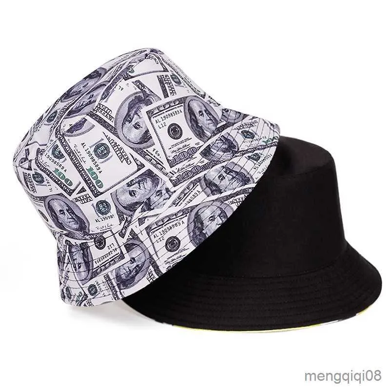 Reversible Dollar Print Wide Brim Fishing Cap Bob Eddie Bauer Bucket