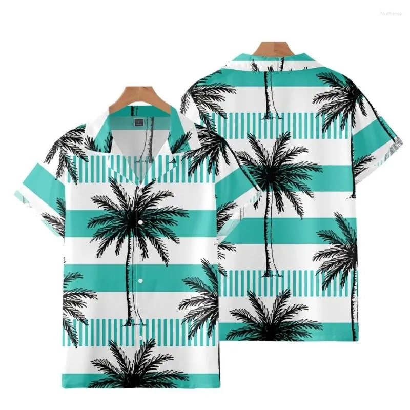 Casual herenoverhemden Kokospalm bedrukt Hawaï herenoverhemd korte mouw Cubaanse feestkleding vintage kleding streetwear