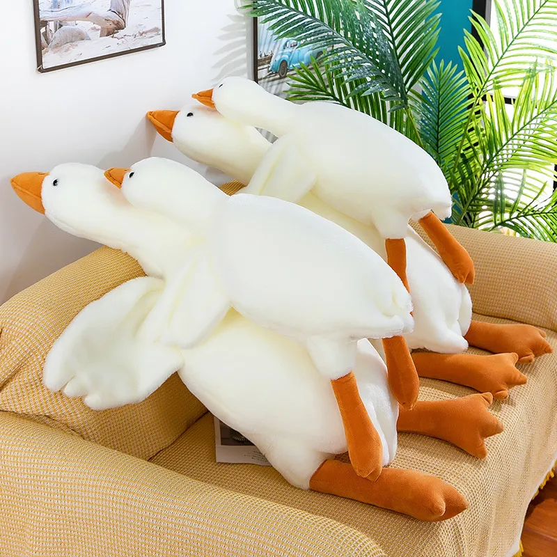 Grande oie blanche oreiller de couchage en peluche animal de compagnie oie poupée oreiller bébé jouets pour enfants