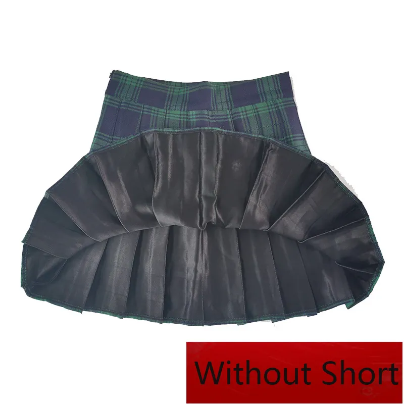 High-Waist Plaid Pleated Mini Skirt for Women - Harajuku Style Sexy  Clubwear, No Shorts Attached