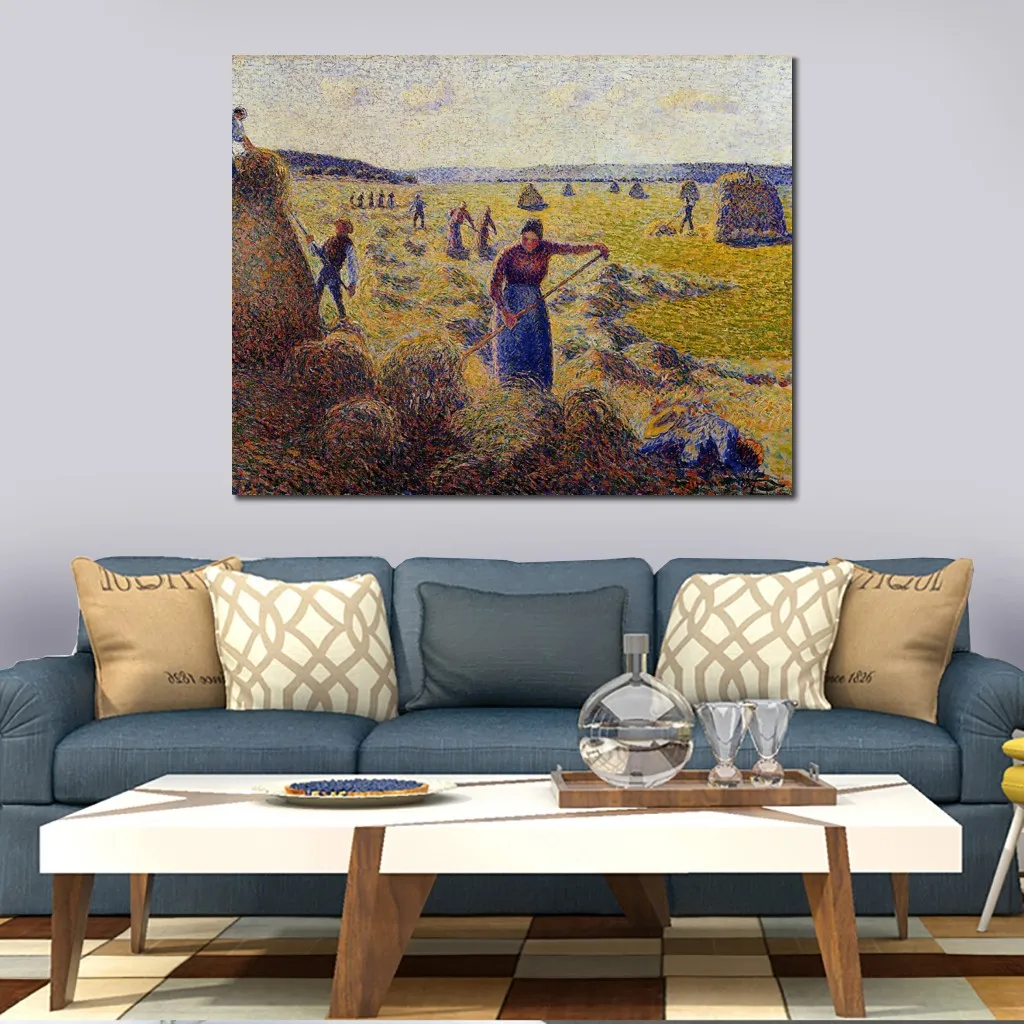 Handcrafted Camille Pissarro Kramer Oil Painting Harvest Of Hay