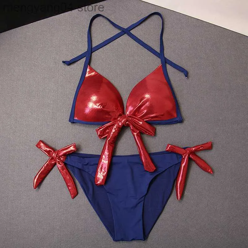 Kadın mayo bikinileri 2023 mujer pullu bölünmüş mayo kadın bikini set seksi iki parçalı mayo kadınlar moda seksi push up plaj giyim t230607
