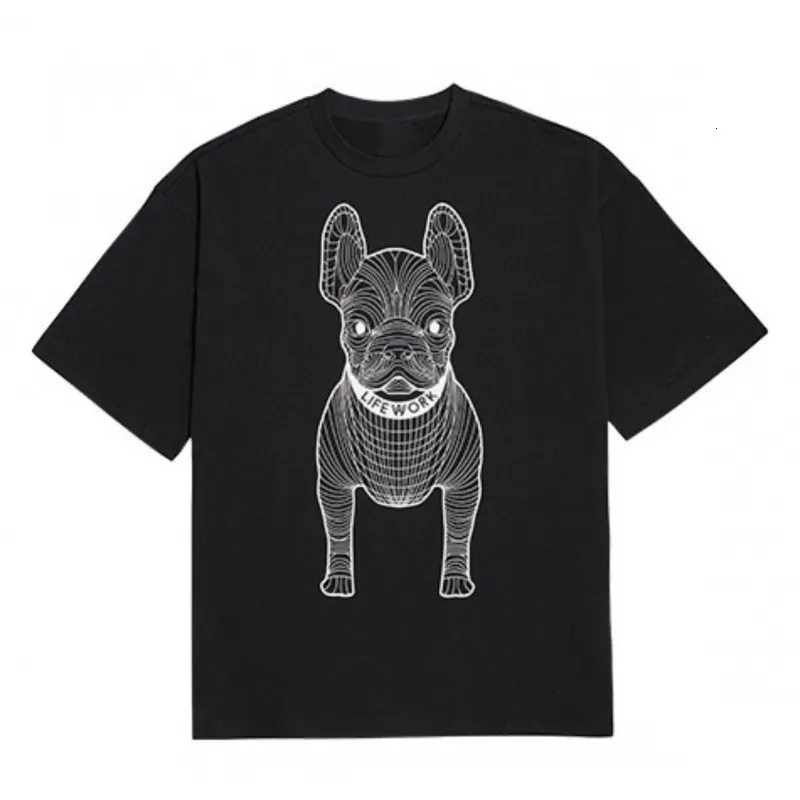 Erkek Tişörtleri Moda Erkek Kadın Tişörtler Çift Hip Hop Tişört Komik Tees Üstler Kore tarzı trend markası yüksek kaliteli katı pamuklu köpek baskı 230606