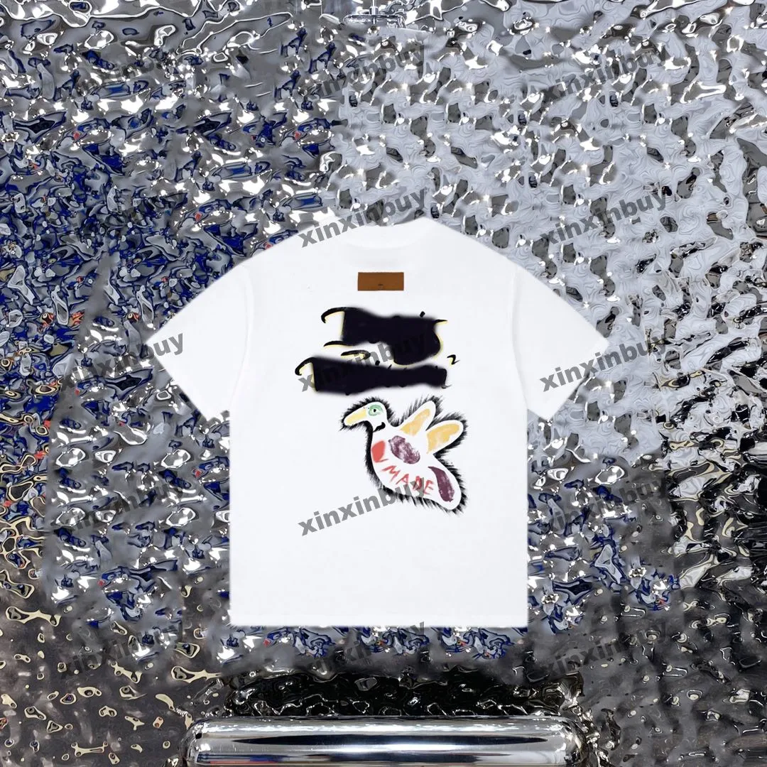 xinxinbuy Herren Designer T-Shirt 23SS Graffiti Back Duck Print Muster Kurzarm Baumwolle Damen Weiß Grün XS-XL