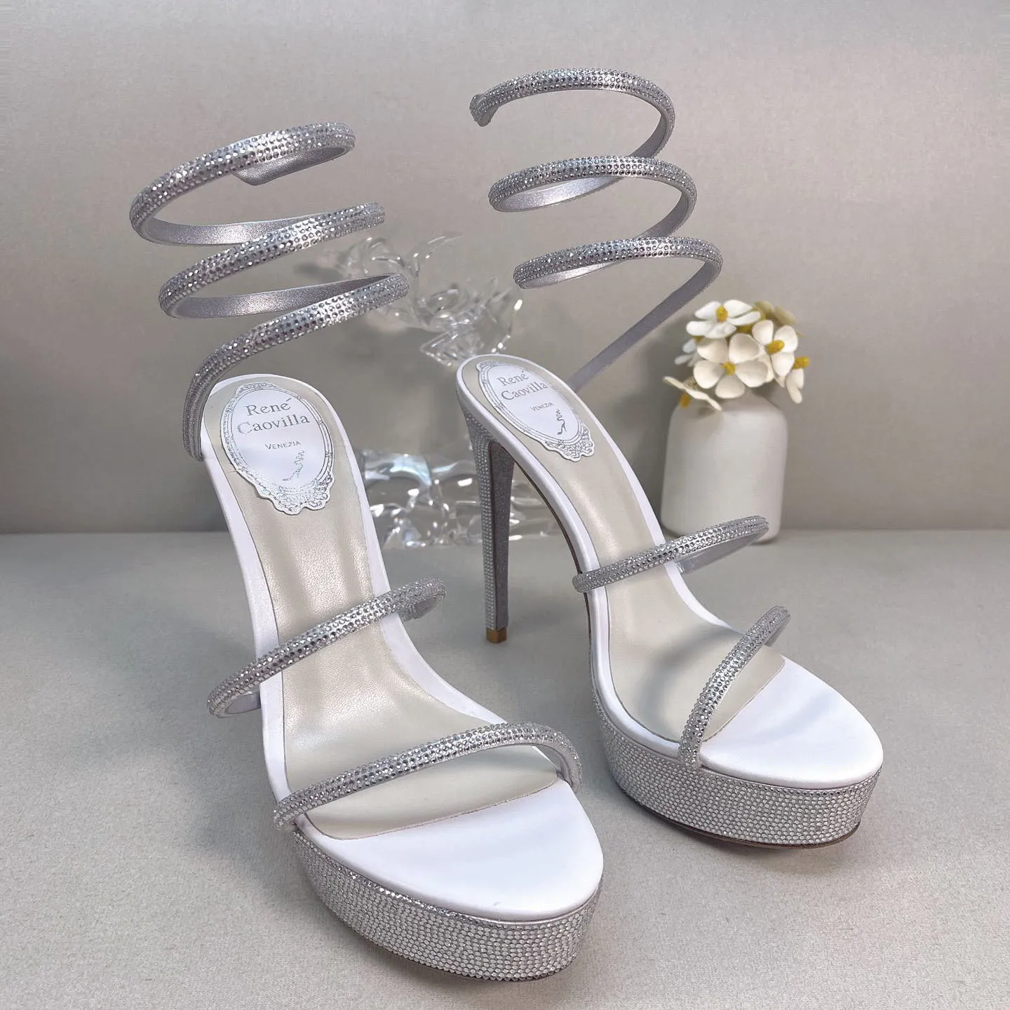 Pearl Crystals Gem Embellished Stiletto Heels Sandals Evening Shoes Women  High Heeled Luxury Designers Wraparound Dress Shoes Factory Footwear De  $457,18 | DHgate, image size:1440x1440