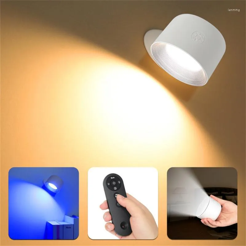 Lampada da parete Applique a LED Luce 5 Livelli di luminosità 3 Modalità colore Luci Ricarica USB Operata Controllo tattile ruotabile a 360°