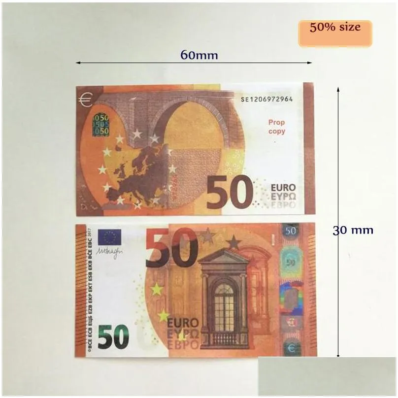 party supplies movie money banknote 5 10 20 50 dollar euros realistic toy bar props copy currency fauxbillets 100 pcspack9179756