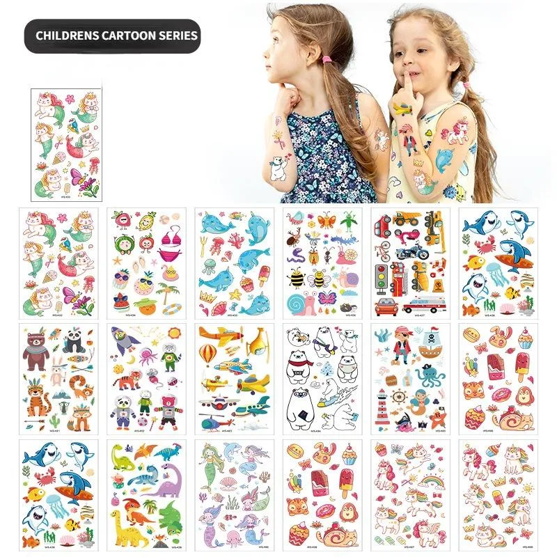 Tattoos New Children Children Cartoon Tattoo Adesivos Fantasy Party Cartoon Princess tema adesivo Set Mermaid Tattoo Stickers