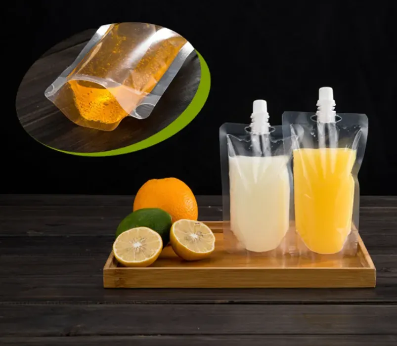 17OZ 500ML Stand-up Plastic Drink Packaging Bag Spout Pouch for Beverage Liquid Juice Milk Coffee 200-500ml