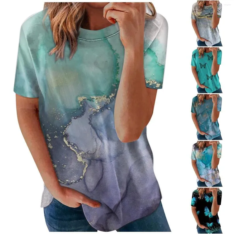 여자 T 셔츠 짧은 소매 세련된 섬세한 캐주얼 여성 플러스 크기 인쇄 여름 카미 세타