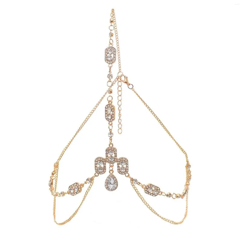 Pinces à cheveux luxe cristal strass tête chaîne casque bohème mariée ethnique accessoires pour femmes mariée mariage front bijoux