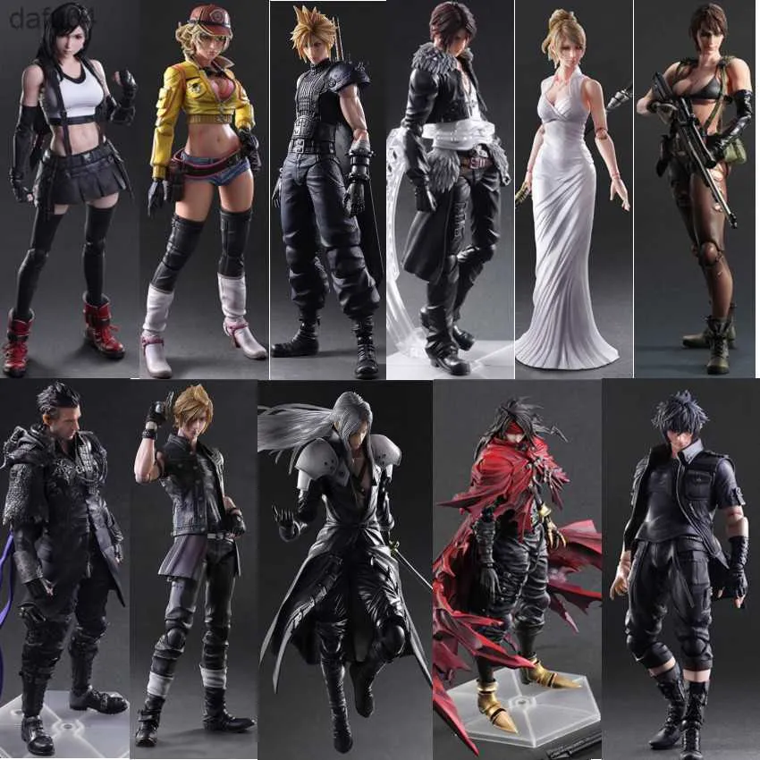 25-28 СМ Play Arts PA Kai Final Fantasy VII FF7 Cloud Strife Tifa Фигурка ПВХ Фигурка Коллекция Аниме Модель Игрушки Куклы Подарки L230522