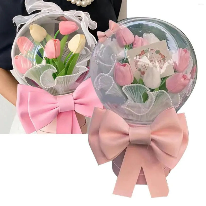 Fleurs décoratives DIY Bouquet De Tulipes Avec Arc Pour Petite Amie Artisanat Exquis Bouquets Artificiels Faux Décoration De Mariage