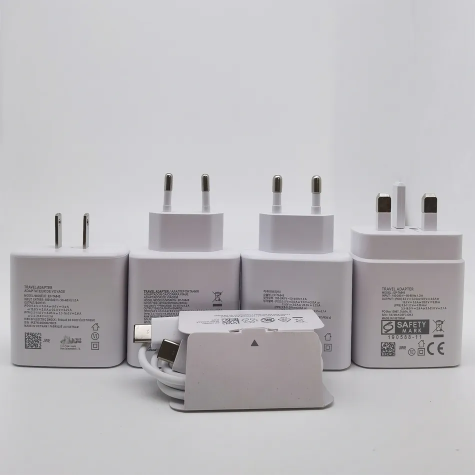 Typ-C-Adapter, schnelles Laden, PD 45 W, superschnelle Typ-C-Ladegeräte für Samsung S21, S22, S23 Ultra, TA845, USB-C-Netzteil, kein Logo