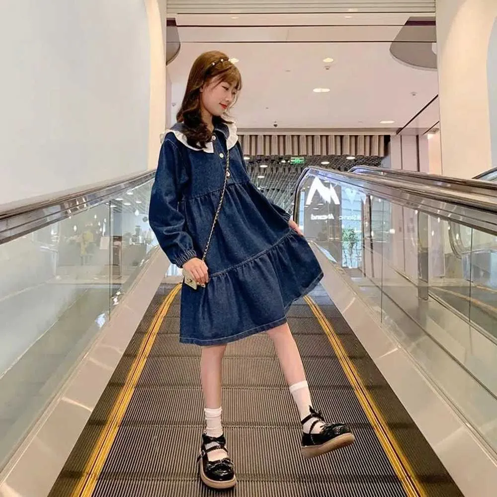 Blue Girls Long Sleeve Denim Dress Girl Dresses: Denim Long Sleeve
