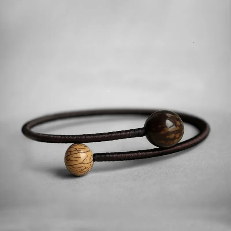 Keten Tibetaans Boeddhisme Bodhi Handgemaakte Touw Gevlochten Eenvoudige Speciale Houten Armband Bangle Yoga Amulet Armband voor Mannen en Vrouwen 230606