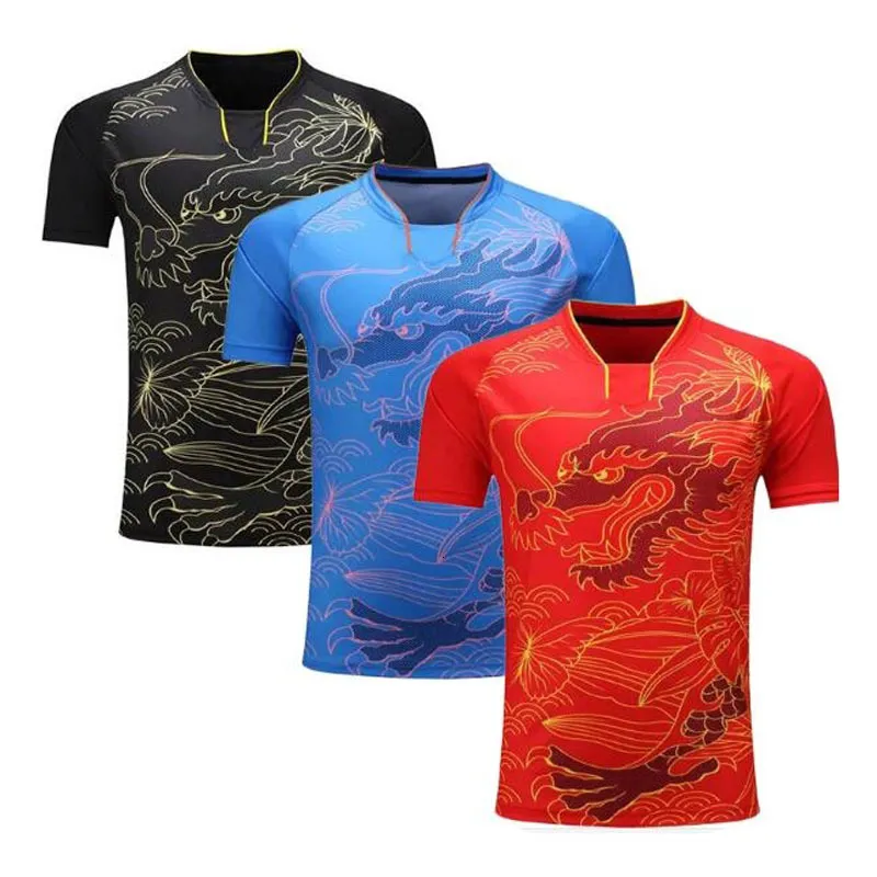 T-shirts pour hommes Chine dragon chemise de tennis de table Hommes maillots de badminton ping-pong sport T-shirt polyester Dry-Cool Ma Long t-shirt de tennis de table 230607