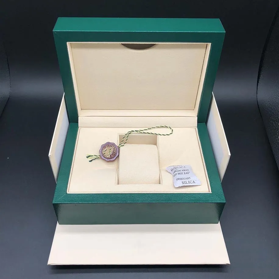 Coffret cadeau vert foncé de qualité pour montres Rolex Livret Étiquettes de cartes et papiers dans des boîtes de montres suisses anglaises Joan0073001