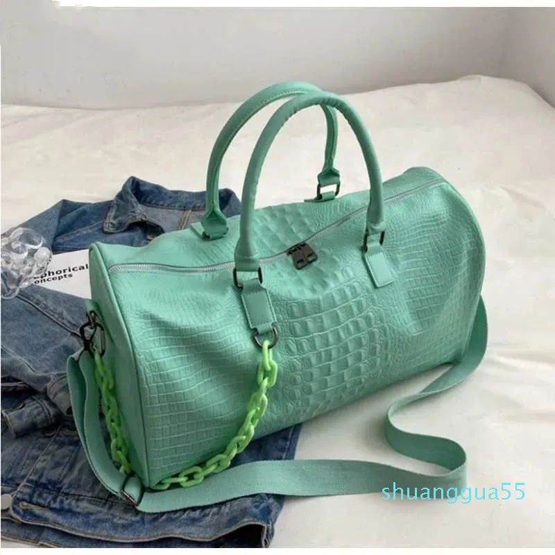 Designer Duffel Bags Fashion Chain Print Travel Men Women Large Capacity Luxury Luggage Handbag Female Soft Leather Shoulder