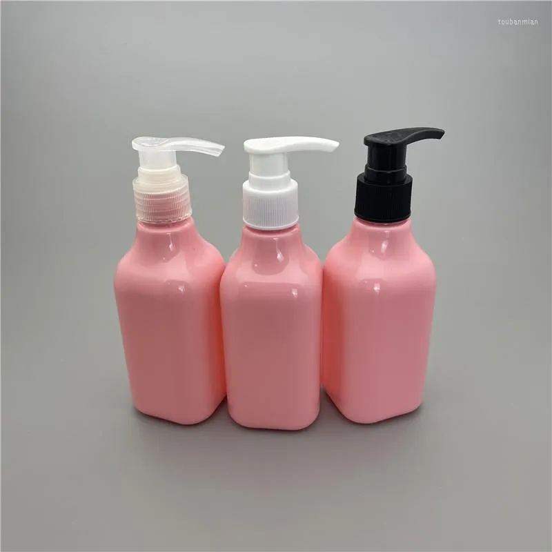 収納ボトル200ml x 24ピンクリキッドソープローションポンププラスチックスクエアシャンプー補充可能な空のシャワージェル化粧品コンテナ