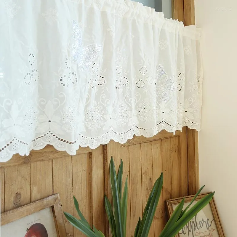 Curtain Cotton Embroidery Countryside Window White Cafe Decorative Door Cupboard Half