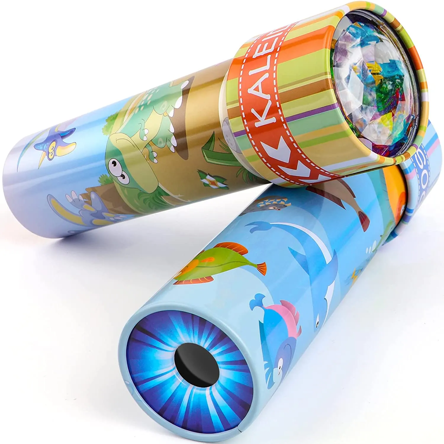 Jouet de kaléidoscopes éducatifs en étain classique en métal Découvrez les animaux cachés Crystal Clear View Jouets rétro vintage pour les enfants