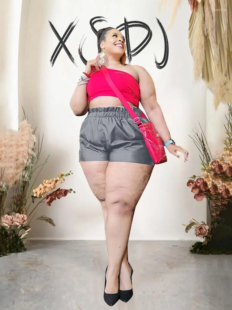 Plus size high deals waisted leather shorts