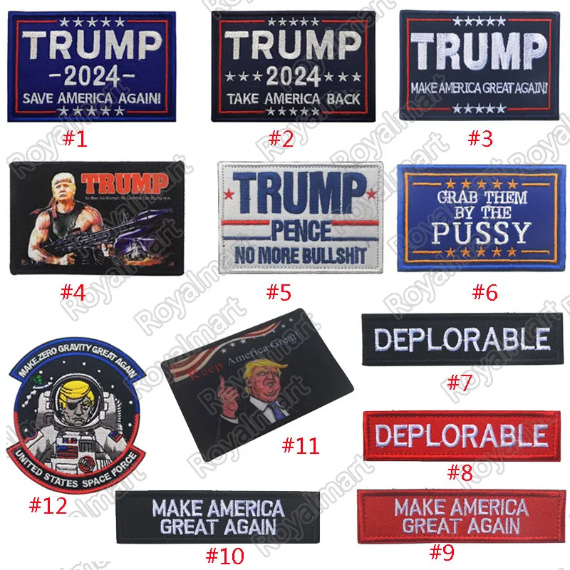 9*6 cm Donald Trump 2024 Stickerei Patches Kunst Handwerk Abzeichen Patch Embleme Taktische Armbinden Kleidung Accessoriesb Patches