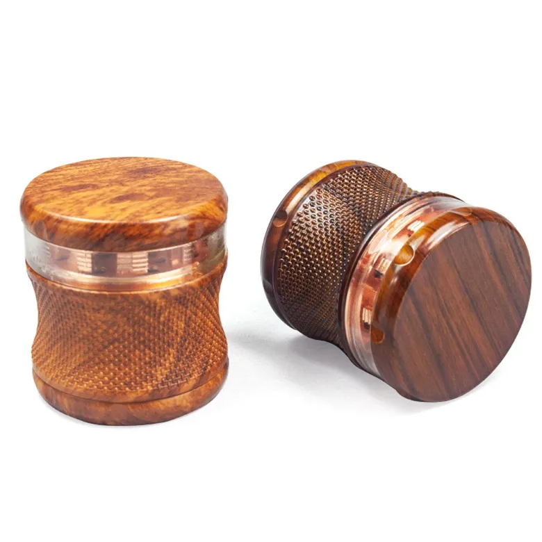 Nieuwste Kleurrijke Bakeliet WoodGrain 63MM Roken Draagbare Droge Kruid Tabak Grind Spice Miller Grinder Crusher Slijpen Gehakte Hand Muller Sigarettenhouder