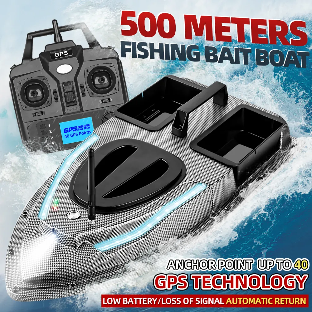 Remote Control Fishing Bait Boat Fish Finder 1.5kg Feed Delivery Loading  500m Remote Control Fishing Bait Boat RC Boat 2.4GHz High Speed RC Fishing