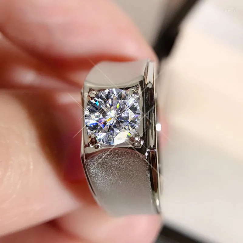 Cluster Ringe S925 Sterling Silber FL Diamant Ring für Männer 925 Schmuck Bizuteria Anillos de Hochzeit Edelstein Mini männliche Box