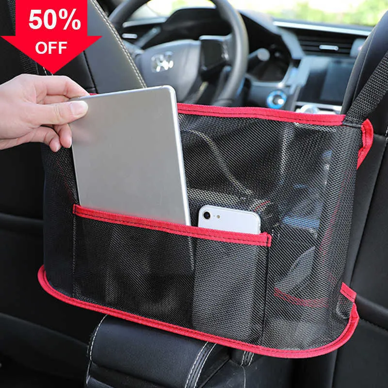 Bilnät Pocket Handväska Holder Bilstol Förvaring mellan Seat Mesh Storage Car Backseat Organiserbil Interiör Tillbehör