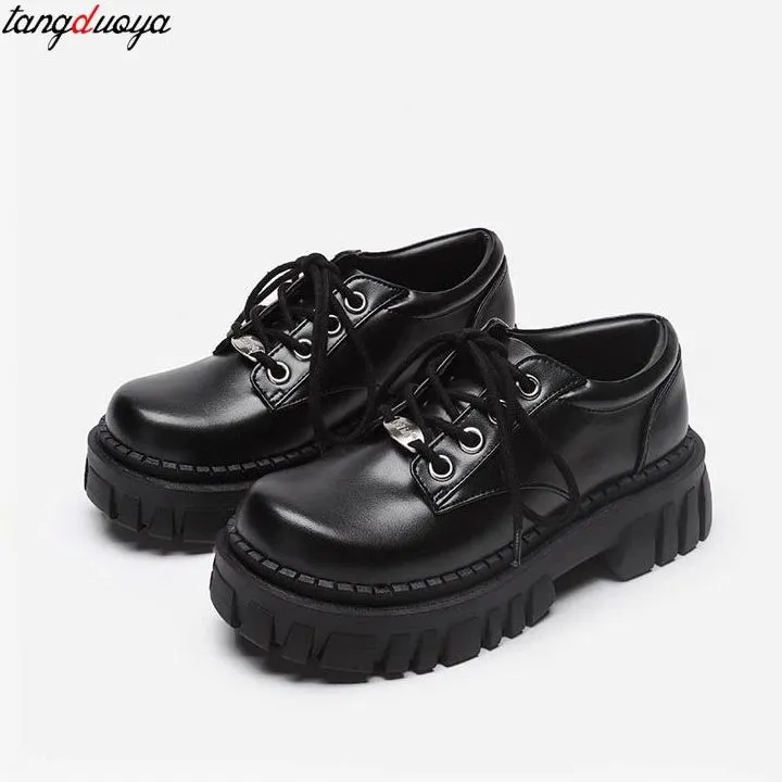 Loafers Shoes Shoes Shoes Black Vintage Women Женщины удобные шнурки Oxford Women's Loafers Lolita Shoes helps gels