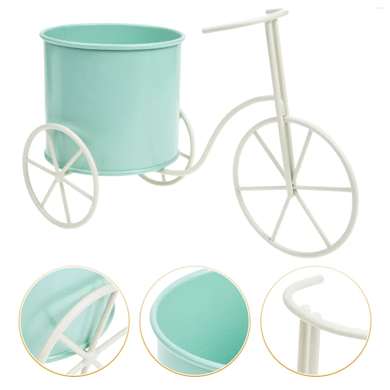 Decorative Flowers Rustproof Bike Shape Practical Multi-function Iron Pen Holder Flower Bucket For Home Dresser Wedding Study Room