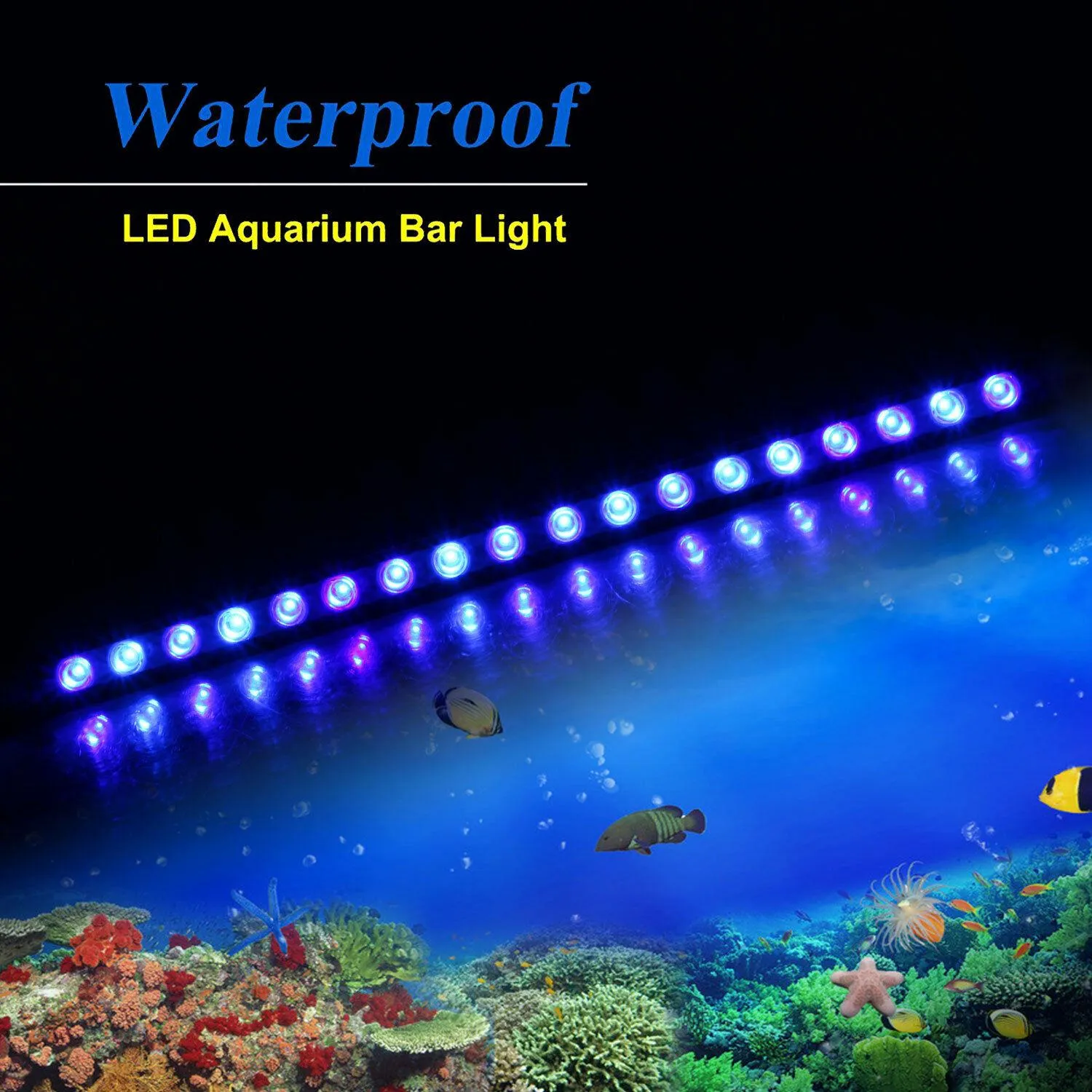 Éclairages Populargrow 54W LED Barre de bande d'aquarium avec spectre bleu 470nm pour aquarium de récif de corail