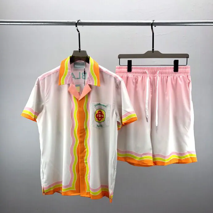 Hommes Plus T-shirts Polos 2023 été nouvelle mode col rond t-shirt coton à manches courtes chemise hawaïenne plage impression chemise Shorts costume de sport e44s3d