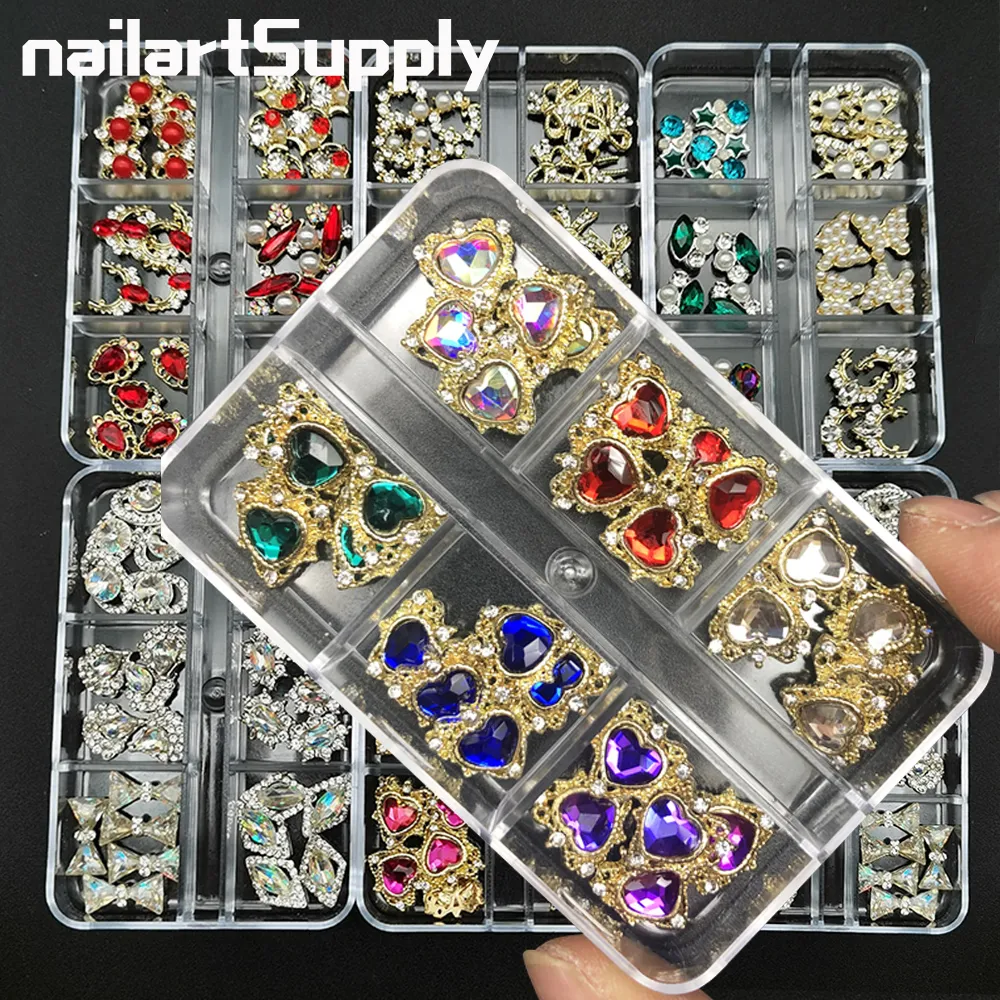 Nagelkonstdekorationer Boxade lyxiga glänsande planet Charms Alloy Matal 3D Bling S Strass Diamond Manicure Decoration Gem 230606