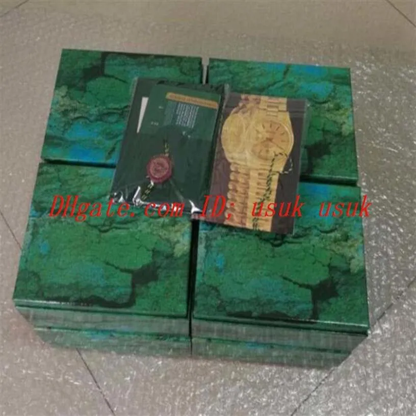 2022 caja de reloj de gran calidad nuevo estilo verde caja Original papeles bolsa de cuero Cajas de regalo en GM T SU B SE A caja de reloj Gree180J