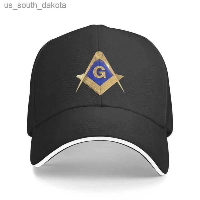 Punk Gold Square Compass Masonic Freemason Baseball Cap unisex dla dorosłych masonry mason regulowany tata kapelusz mężczyzna kobiety na świeżym powietrzu L230523