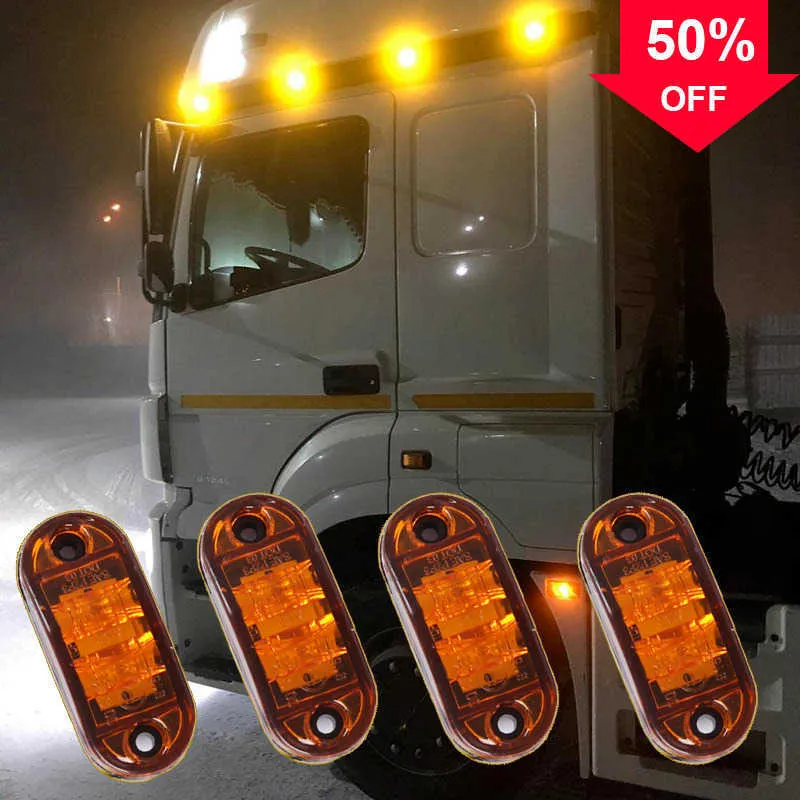 2x Red LED Roof Clearance Marker Lights – 12V/24V, IP66/68 Waterproof, For Truck, Lorry, Bus, Caravan, Easy Mount, 4 LEDs Each-494761