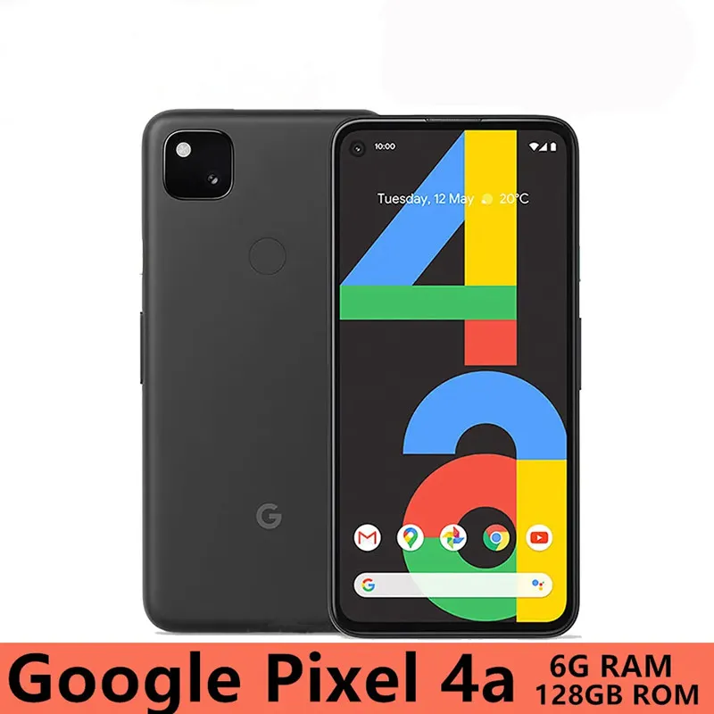 Odblokowany odnowiony telefon komórkowy Google Pixel 4A 4G 5G Snapdragon 730G 765G LTE 6.2 "Ekran 6 GB RAM 128 GB Odcisk palca